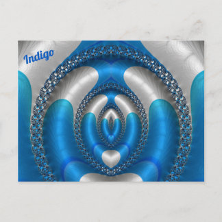 INDIGO Bright!~ Blue White 3D Fractal Design ~ Postcard