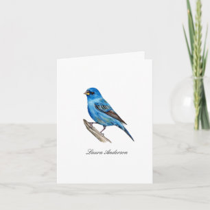 Indigo bunting bird Folded note card  