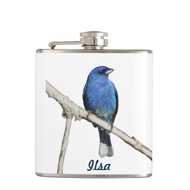 Indigo Bunting Hip Flask (Front)