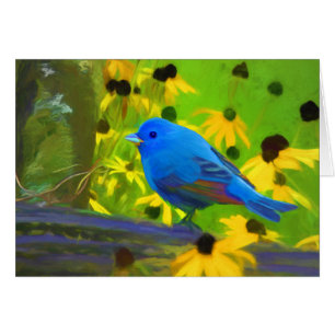 Indigo Bunting Painting - Original Bird Art