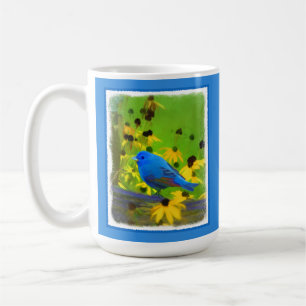 Indigo Bunting Painting - Original Bird Art Coffee Mug