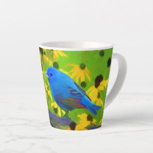 Indigo Bunting Painting - Original Bird Art Latte Mug