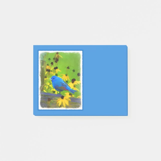 Indigo Bunting Painting - Original Bird Art Post-it Notes (Front)