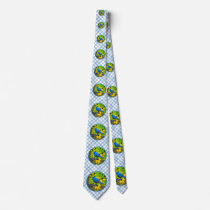 Indigo Bunting Painting - Original Bird Art Tie