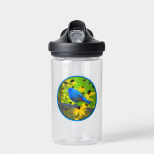 Indigo Bunting Painting - Original Wild Bird Art Water Bottle