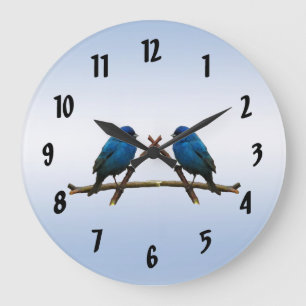 Indigo Buntings Large Clock