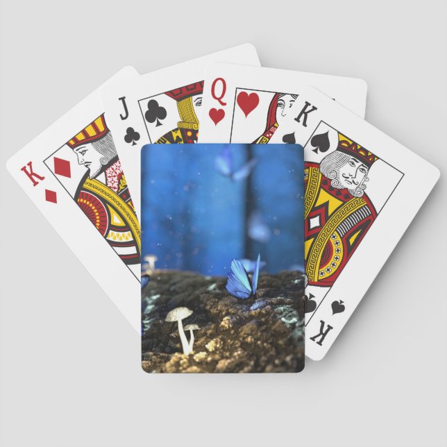 Indigo Butterfly and Mushroom Forest Bicycle Playi Playing Cards (Back)