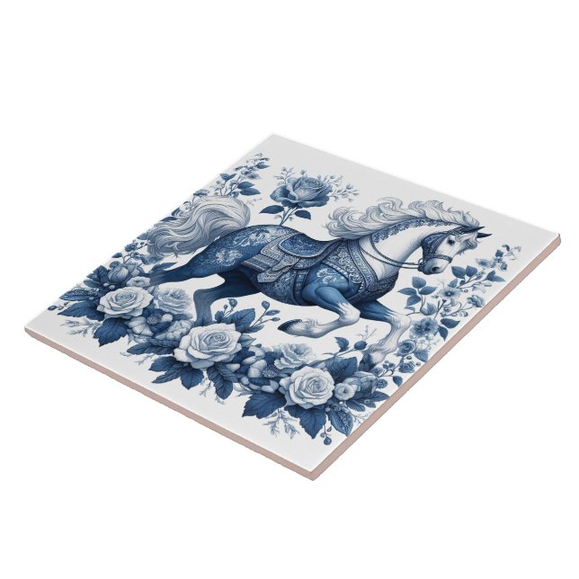 Indigo Charger: Blossoms in Motion Ceramic Tile (Side)