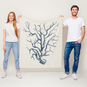 Indigo Coral Fleece Blanket