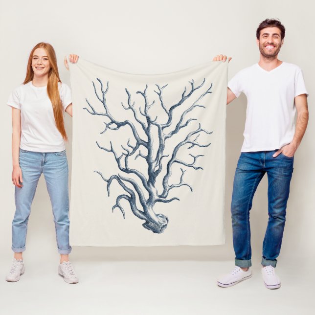 Indigo Coral Fleece Blanket (In Situ)