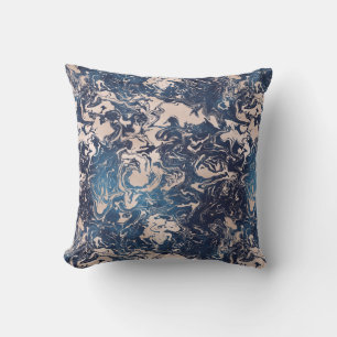 Indigo Cream Marble Pattern Indigo Glitter Reverse Cushion