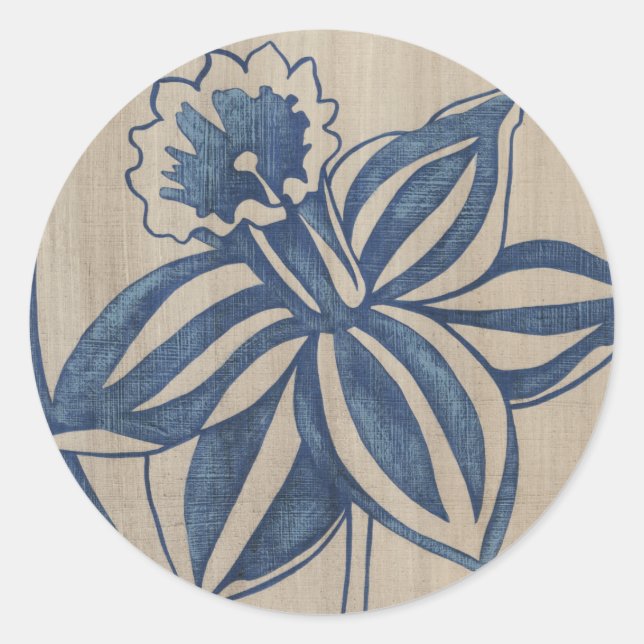Indigo Daffodil Classic Round Sticker (Front)