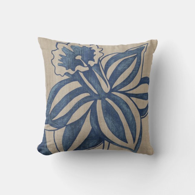 Indigo Daffodil Cushion (Front)