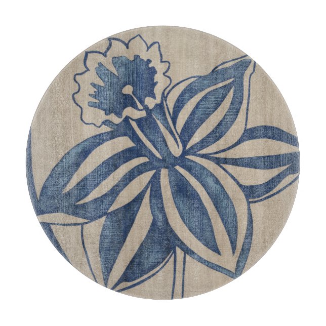 Indigo Daffodil Cutting Board (Front)