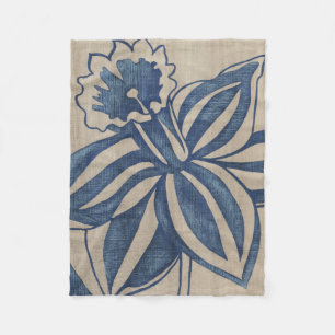 Indigo Daffodil Fleece Blanket