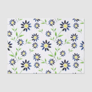 Indigo Daisy Pattern Tissue Paper