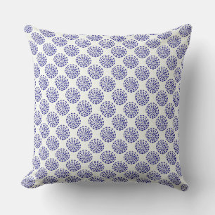Indigo dark blue striped circle pattern cushion