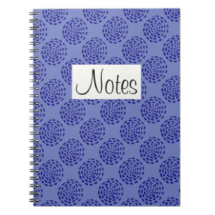 Indigo dark blue striped circle pattern on blue notebook