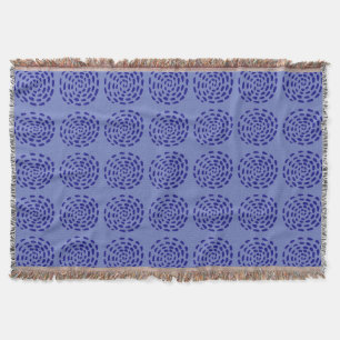 Indigo dark blue striped circle pattern on blue throw blanket
