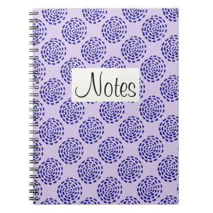Indigo dark blue striped circle pattern on purple notebook
