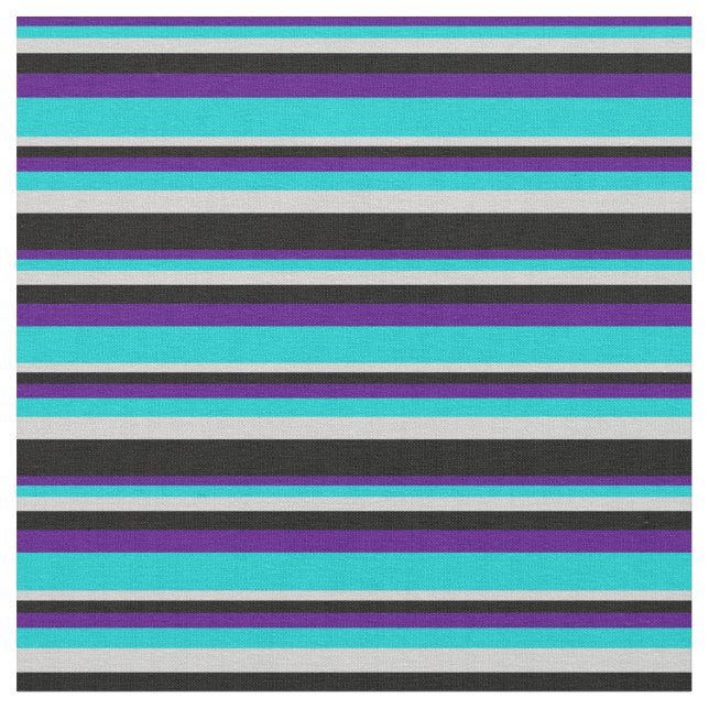Indigo, Dark Turquoise, Light Grey & Black Coloure Fabric (Close Up)