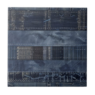 Indigo Denim Patchwork Seamless Pattern (2) Ceramic Tile