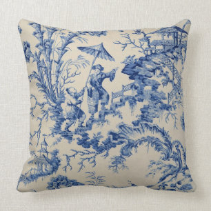 Indigo Designer Toile Pillow