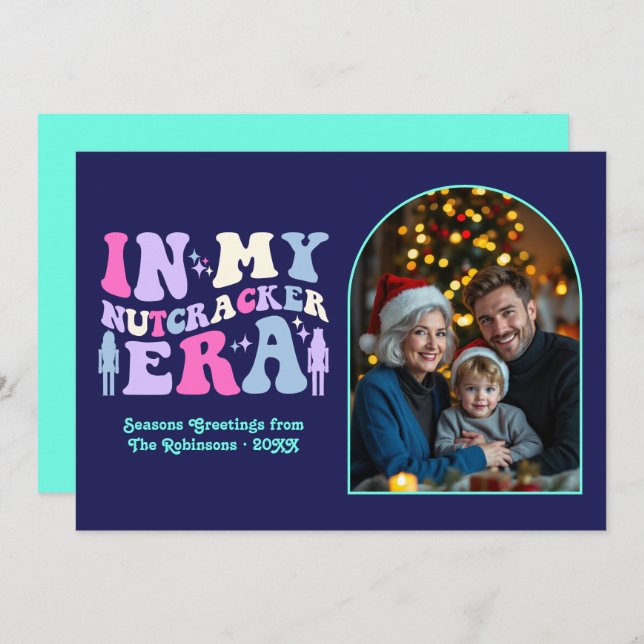 Indigo Disco In My Nutcracker Era Christmas Photo Holiday Card (Front/Back)