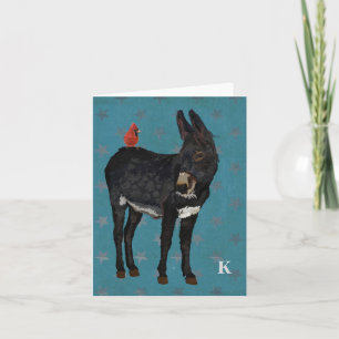 INDIGO DONKEY & CARDINAL Monogram Notecard