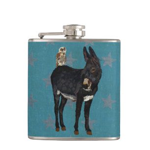 INDIGO DONKEY & OWL STARS Flask