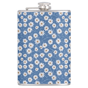 Indigo Dream Daisies Hip Flask