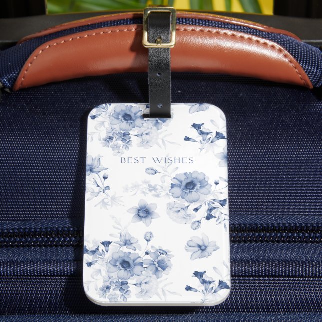 Indigo Dream Floral Pattern Luggage Tag (Front Insitu 2)