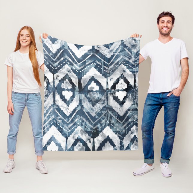 Indigo Extraction - Geometric Fleece Blanket (In Situ)