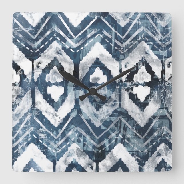 Indigo Extraction - Geometric Square Wall Clock (Front)