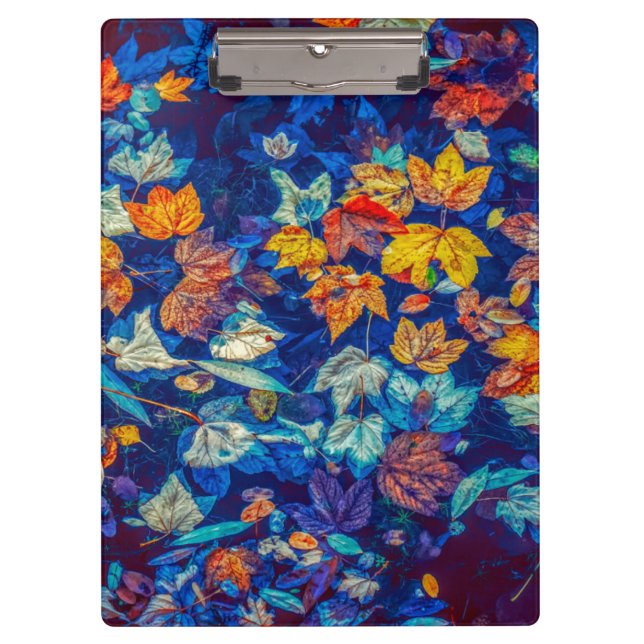 Indigo fall leaves swirl clipboard (Front)