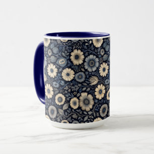 Indigo Floral Art Burne-Jones Inspired Design Mug