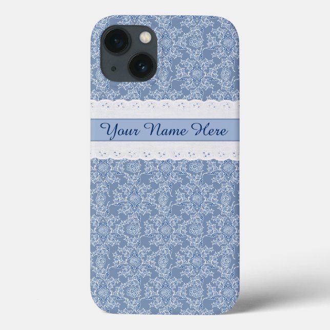 Indigo Floral Faux Lace Samsung Galaxy Note 4 Case (Back)