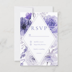 Indigo Floral Frame Wedding RSVP Card