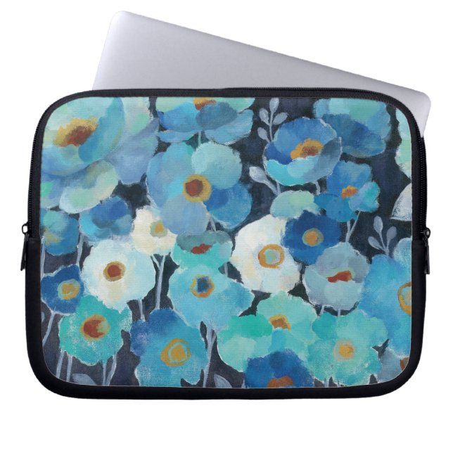 Indigo Flowers Laptop Sleeve (Front)
