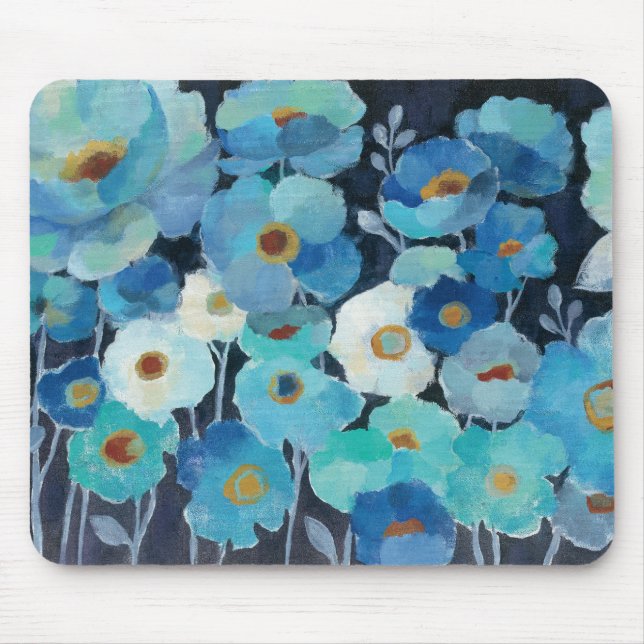 Indigo Flowers Mouse Pad (Front)
