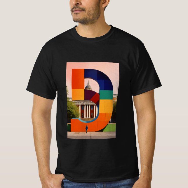 "Indigo Fox in Letter B: Artistic Graphic Tee" Tee (Front)