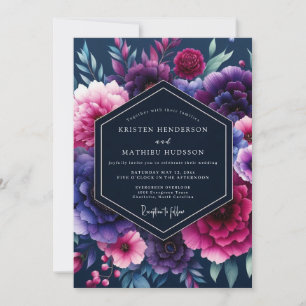 Indigo Fuchsia Nocturne Wedding Invitation
