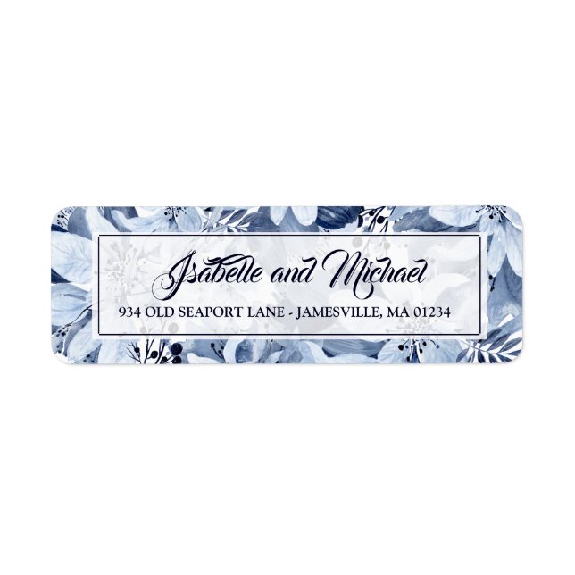 Indigo Garden Blue Floral Return Address Labels (Front)
