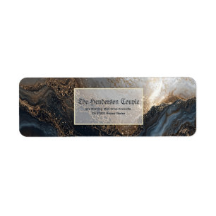 Indigo Gold Foil Agate Return Address Label