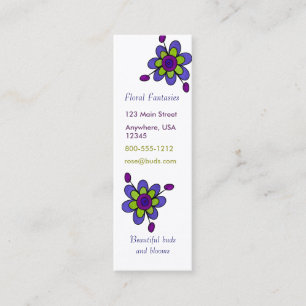 Indigo & Green Fun Flowers Mini Business Card