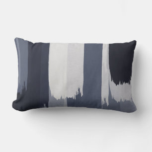 Indigo Grey Blue Brushstrokes Lumbar Cushion