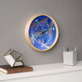 Indigo Haze Dragonfly Flit Clock