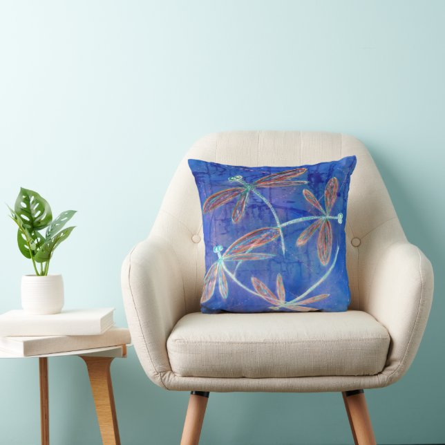 Indigo Haze Dragonfly Flit Cushion (Chair)