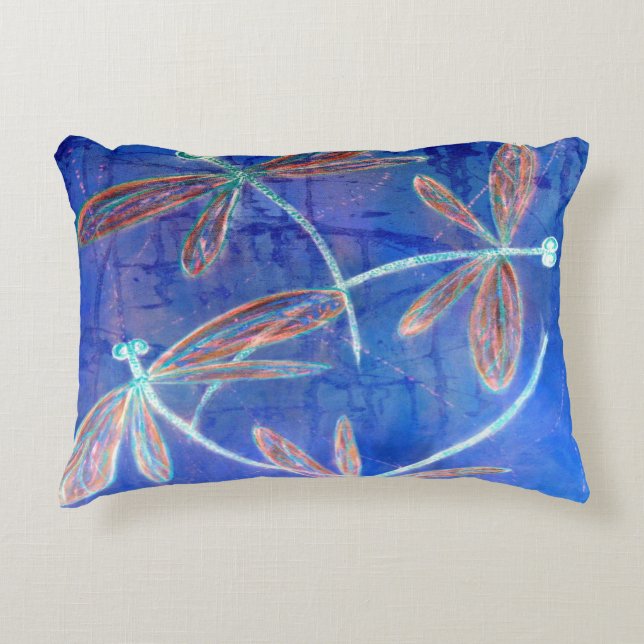 Indigo Haze Dragonfly Flit Decorative Cushion (Front)