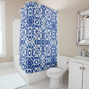 Indigo Heritage Classic Portuguese Geometric Shower Curtain